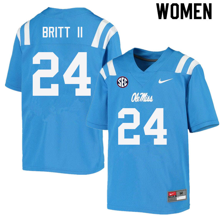 Women #24 Marc Britt II Ole Miss Rebels College Football Jerseys Sale-Power Blue